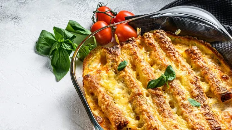 Cajun-cannelloni <br>med basilika- och fetaröra.